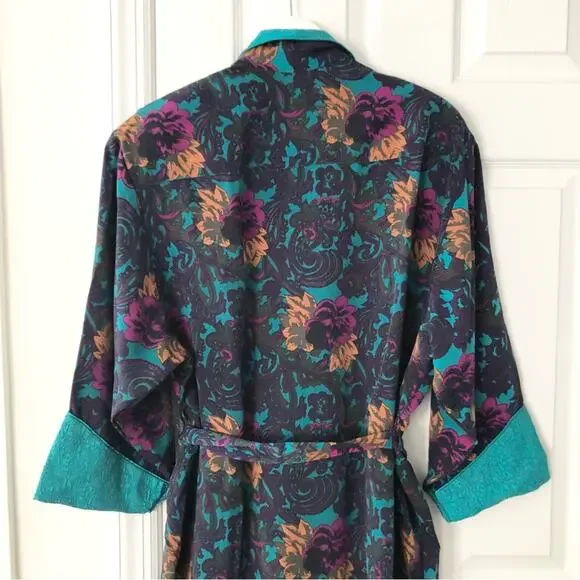 Victoria's Secret Vintage Gold Label Long Robe Tassel Tie Jacquard Trim Medium - Picture 13 of 13